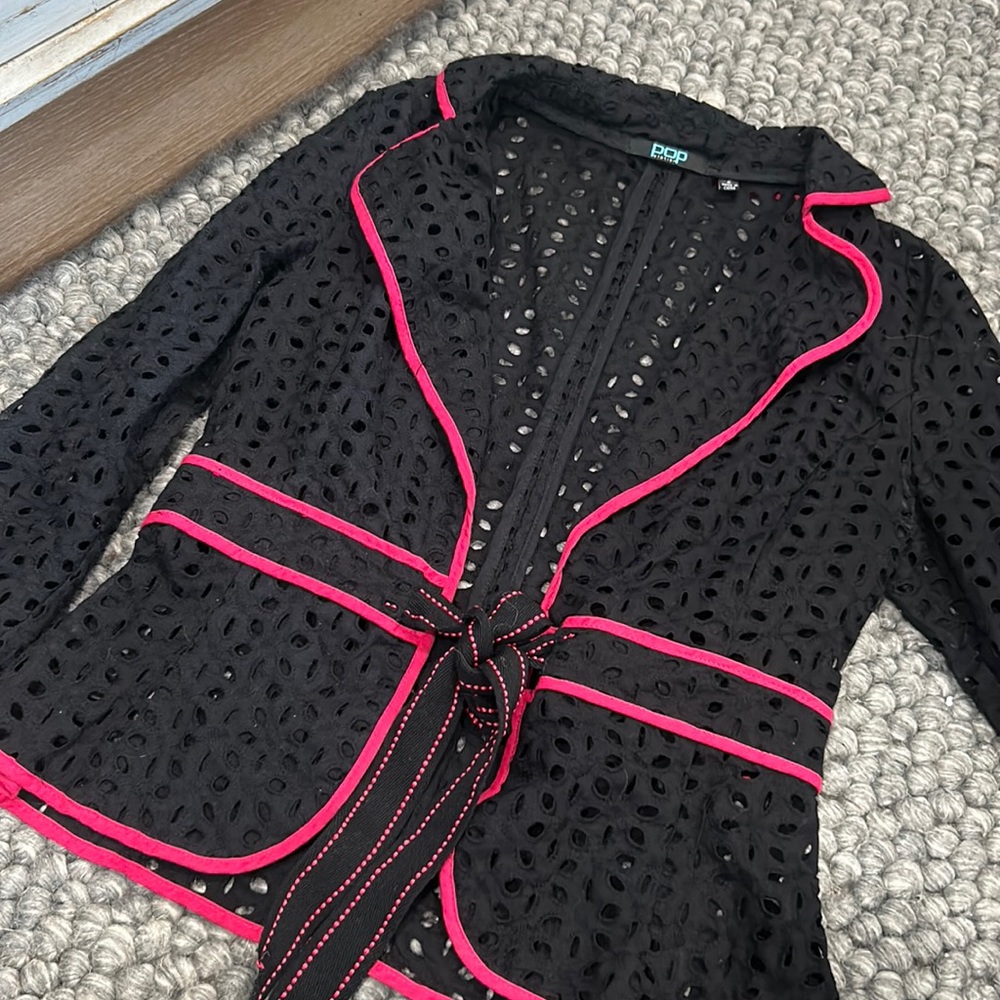 Population‎ Black Pink Cut Out Blazer Jacket